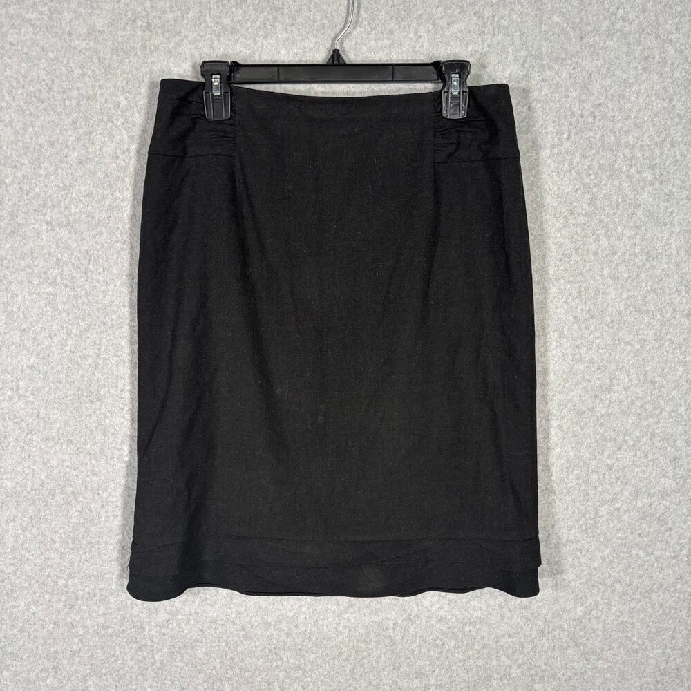 Classiques Entier Skirt 8 Charcoal Knee Ruffle Ruched Pencil Career Office Lined